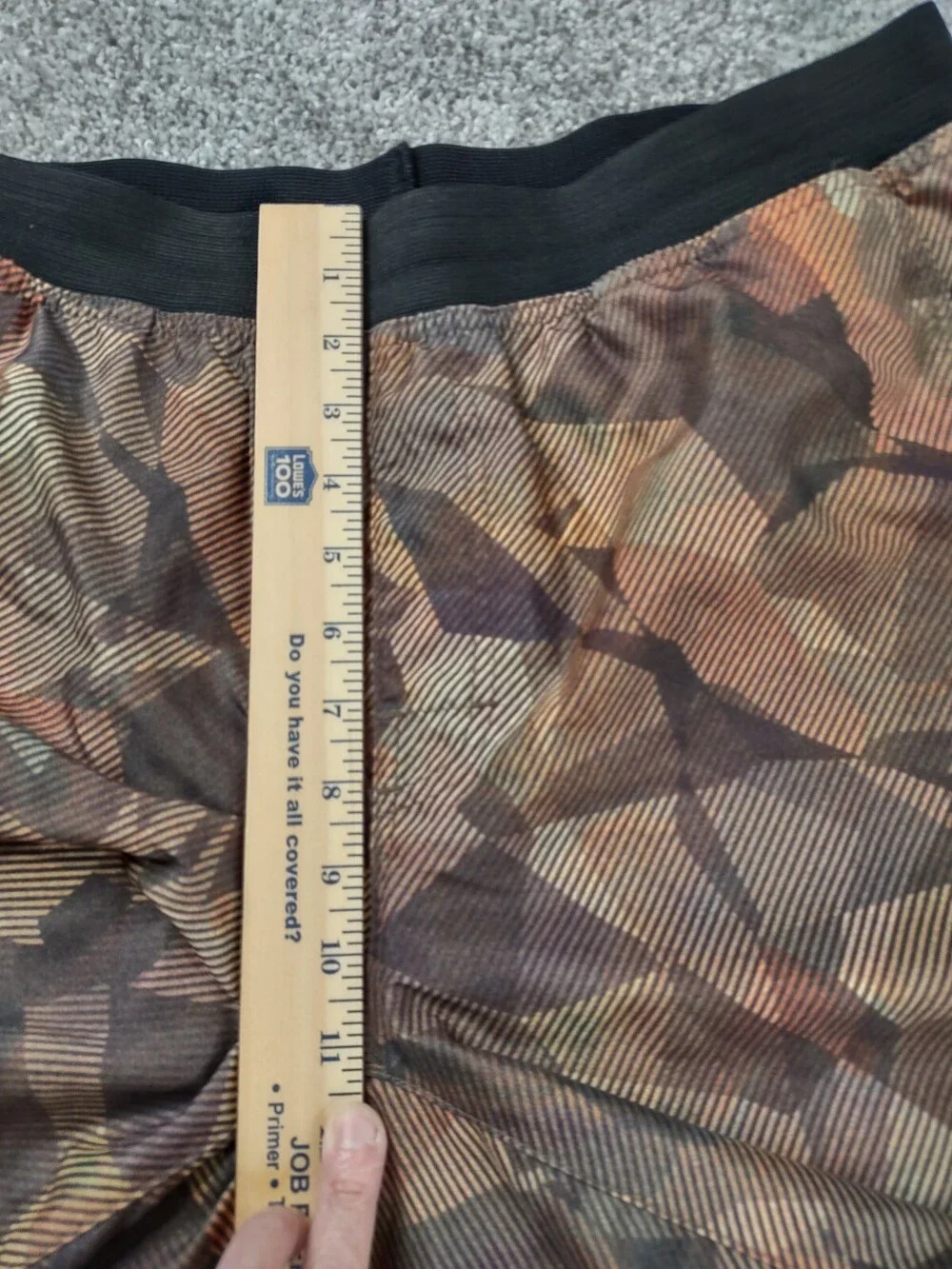 PrAna Shorts Men XL Brown Camo Hybrid Swim Boardshorts Elastic Waist Breathe